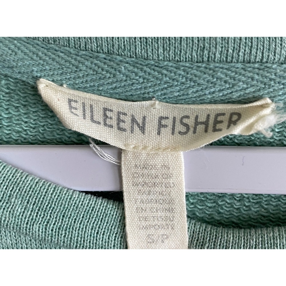 Eileen Fisher Organic Cotton Linen Lyocell Sweatshirt Sage Green Small S/P - Picture 3 of 14